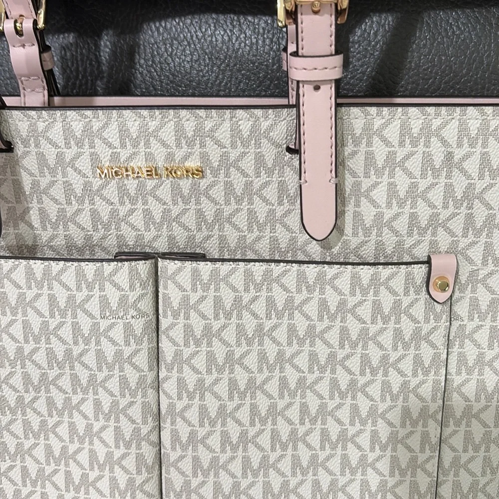 Michael kors signature multi blush medium double pocket tote
